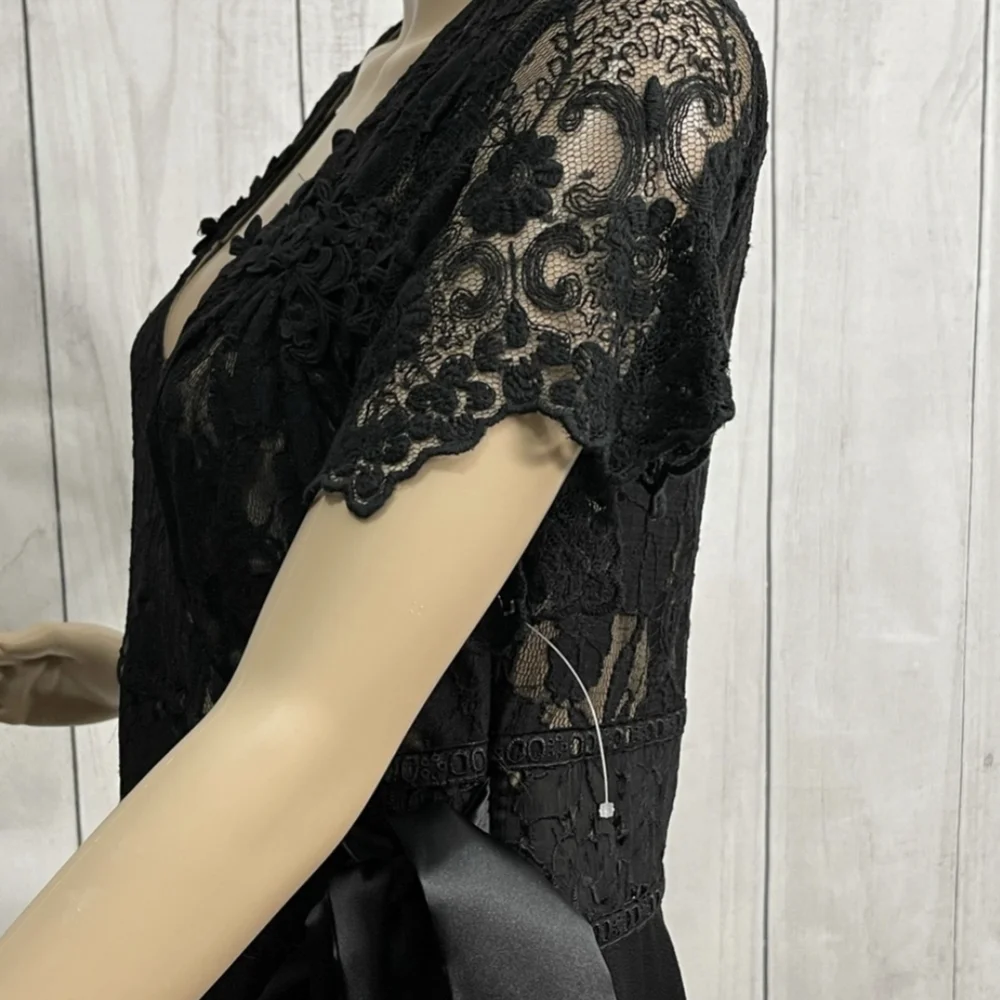 Vintage Spencer Alexis Black Floral Lace Cocktail Dress Gothic Goth Romantic